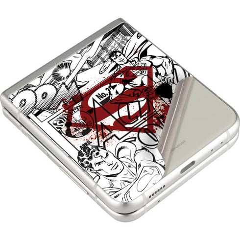 DC Comics Superman Comic Pattern Logo in Red Galaxy Z Flip3 5G Skin